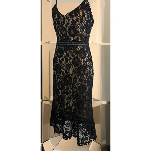 VTG Y2K Black Lace Overlay Dress Romantic Whimsygoth Sexy Vixen Cocktail Sz 10 - Picture 11 of 16